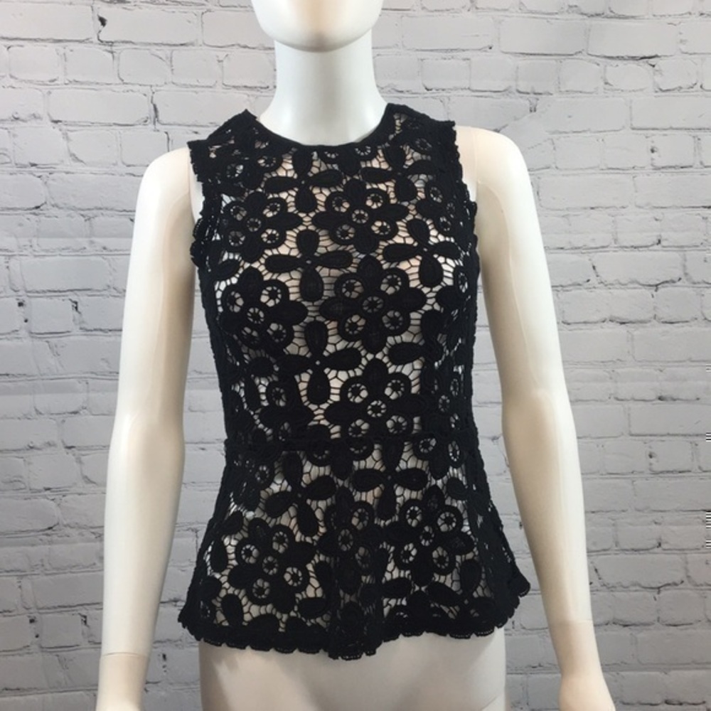 UEC Intermix black cotton lace shell, size small